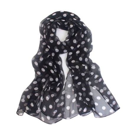 Polka Dot tørklæde Silketørklæde SORT