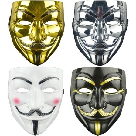 4-pak Halloween V for Vendetta Maskesæt, Anonyme masker, Fest, World Book Week, Halloween Kit