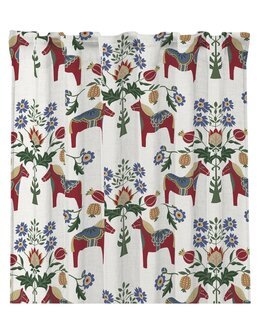 Yhdistelmänauhaverho Ellen painetulla kukkakuviolla 2 kpl Valkoinen