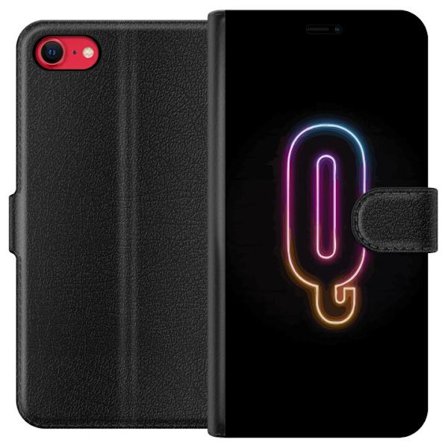 Yhteensopiva Lompakkokotelo Apple Apple iPhone SE (2020) Minimalistinen neonkirjain Q kirkkaissa väreissä tummaa taustaa vasten