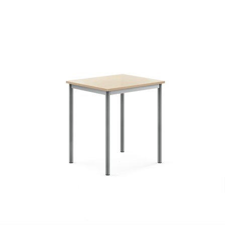 Tisch SONITUS, 700x600x760 mm, Hochdrucklaminat Birke, alugrau