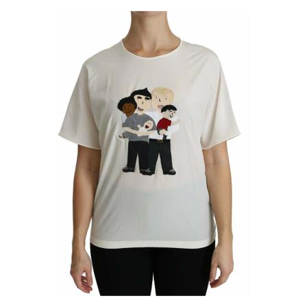 Dolce & Gabbana dgfamily Patch Short Sleeve Blouse Top , Wit , Dames , Maat: S