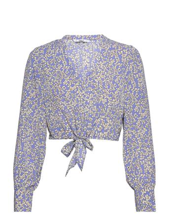 Onlfuchsia Life L/S Crop Knot Shirt Ptm Blus Långärmad Multi/mönstrad ONLY