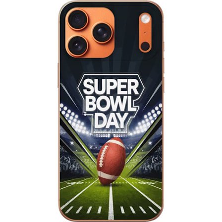 Kompatibelt Mobildeksel til Apple Apple iPhone 17 Pro Max Super Bowl Day plakat med amerikansk fotball på opplyst arena i dramatisk sportsdesign