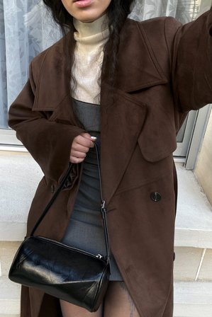 NA-KD Trench-coat oversize en faux daim - Trenchcoats - Brun - EU 34