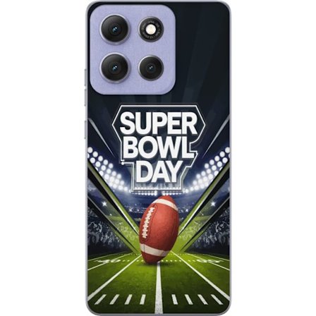 Yhteensopiva Puhelinkuori Motorola Moto G86 Super Bowl Day juliste, jossa amerikkalainen jalkapallo valaistuksella varustetulla areenalla dramaattises