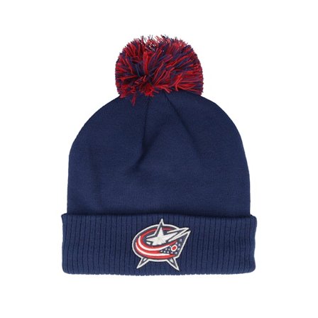 Adidas - NHL Modrá pom Beanie - Columbus Blue Jackets NHL Cuffed Beanie Navy Blue Pom @ Hatstore
