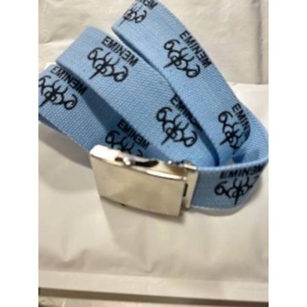 Vintage "double face" Ljusblå canvas bälte med Eminen tryck