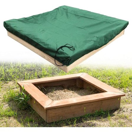 Firkantet sandkassebetræk vandtæt sandkassebetræk med snøre værktøj støvtæt Oxford klud sandkassebetræk poolbeskyttende-grønt sandkassebetræk med 