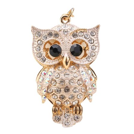 Sød ugle nøglering funklende for rhinestone krystal nøglering smykker tilbehør til hvid