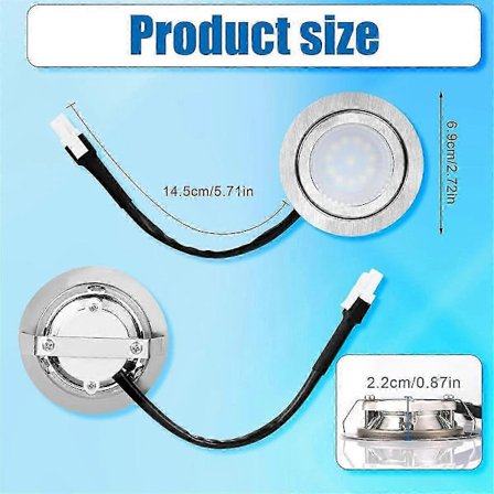 2 stk. kjøkkenviftelys, kjøkkenvifte LED-lys rustfritt stål erstatning innfelt kjøkkenviftelys-Yvan