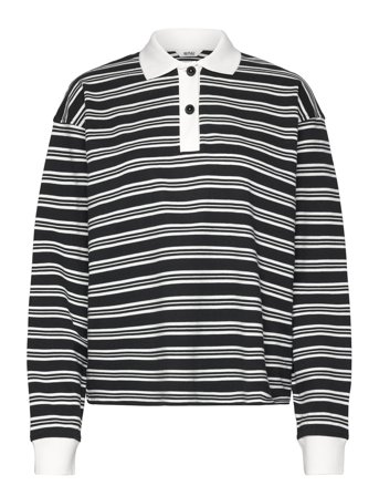 Monki Long Sleeve Rugby Polo Top - Multi/patterned - S