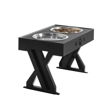 Dobbeltskåle med stativ justerbar højde kæledyrsfodringsskål hund forhøjet mad vand foder Li