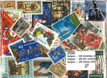 Religion - 250 forskellige stemplede frimærker