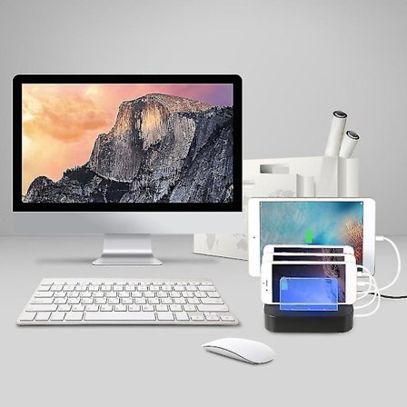 4 USB-porte Opladningsstation Multifunktionel Smart Oplader