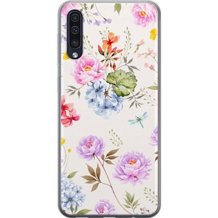 Kompatibel Mobilcover til Samsung Samsung Galaxy A50 Blomstret mønster med håndmalede blomster, sommerfugle og insekter i romantisk skandinavisk sti