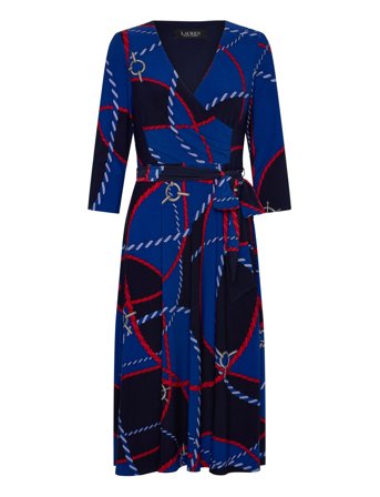 Lauren Ralph Lauren | Rope-Print Surplice Stretch Jersey Dress | 34