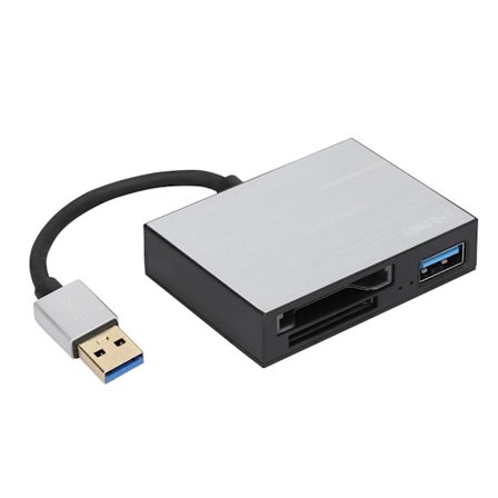 Multifunktionell USB 3.0-kortläsare med hane och hona för XQD / minneskortplats (silver)