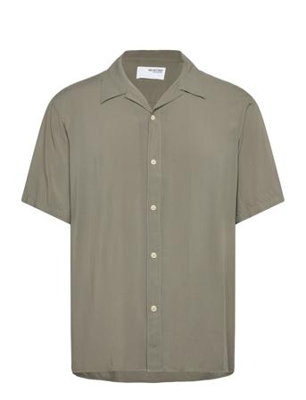 Slhrelax-Karlsson Shirt Ss Tops Shirts Short-sleeved Khaki Green Selected Homme