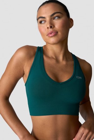 Ribbed Define Cropped V-neck Tank Forest Green