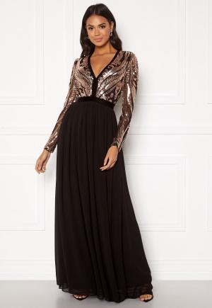 Goddiva Deep V Sequin Maxi Dress XS (UK8) Champagne Maksimekot Dam