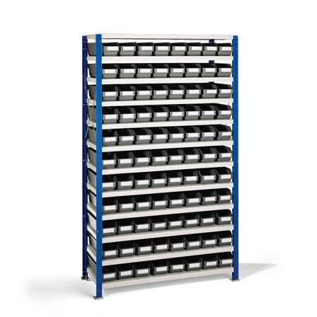 Kleinteileregal REACH + MIX, 88 Behälter, 1740 x 1000 x 300 mm, grau