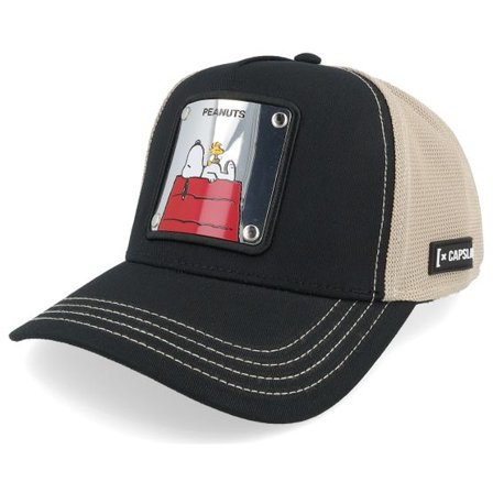 Capslab - Svart trucker Keps - Peanuts Snoopy Black/Grey A-frame Trucker @ Hatstore