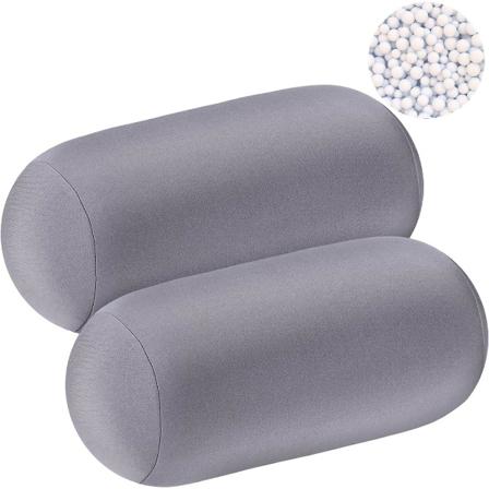 SQCLV 2 stk. Mikroperle Rull Pude 11,8 x 6,3 Tommer Myk Pude Bolster Sylindrisk Pude Mikroperle Puter for Sove Hjem Reise Nakke Hode Rygg Sup Grey