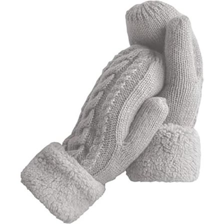 (Grå) Damehansker, tykt fleeceforede isolerende varme strikkevotter
