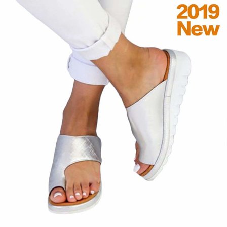 Ortopediska sandaler för kvinnor, Hallux Valgus-korrigerande kilformade sandaler med stöd för fotvalvet och plattformsdesign med tåring, halkfri, 