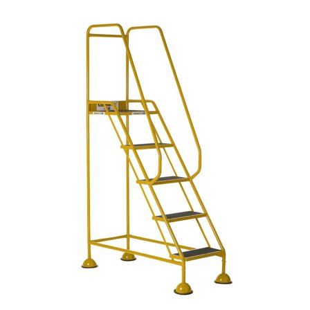 Domed feet mobile safety steps, 5 treads, H 1290 mm, yellow