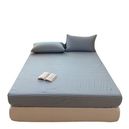 Tvättat bomullsflanell dra-på-lakan 200x220cm, 2 st örngott 74x48