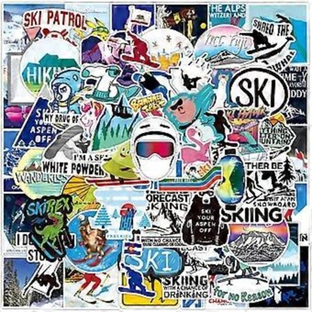 70 stk Vinter Skistatusklistremerker for Hjelm, Kule Sports Vanntette Dekaler for Vannflasker Snowboard Laptop Skrapbok Bil Bagasje Skateboard Telefon