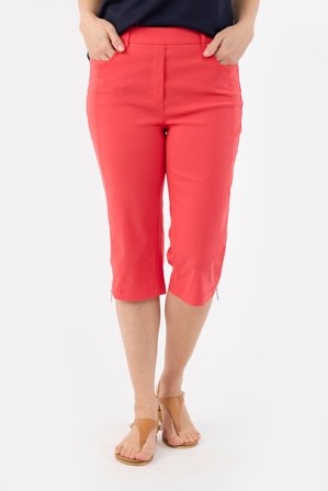 BRANDTEX - Capri Bukser - Koral Rød - Lynlåsdetalje