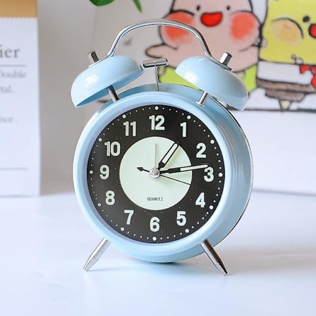 Retro dobbelt ur alarmur, lydløs sengeur med baggrundsbelysning, bordur