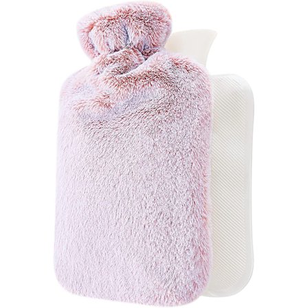 Varmedunk med betræk - blødt, fluffy premium betræk - 1,8 liters varmedunk til voksne til hyggelige aftener, smertelindring, ryg, mave,
