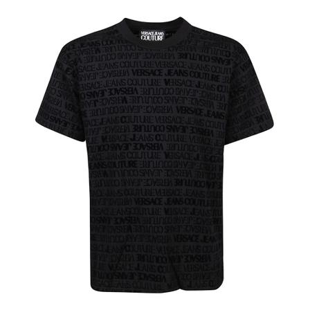 Versace Jeans Couture Print Logo Flock T-Shirt Sort, Herre