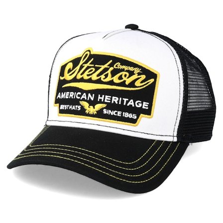 Stetson - American Heritage White/Black Trucker Trucker White Cap - @ Hatstore