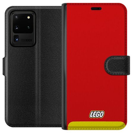Kompatibelt Plånboksfodral till Samsung Samsung Galaxy S20 Ultra Lego Röd Gul Poster Byggklossar Officiell Logotyp Leksaker Retro Vintage Design Kla