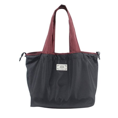 Stor Återanvändbar Shoppingväska med Dragsko Stor Kapacitet Vikbar Bärbar Mode En-Axel Matkasse