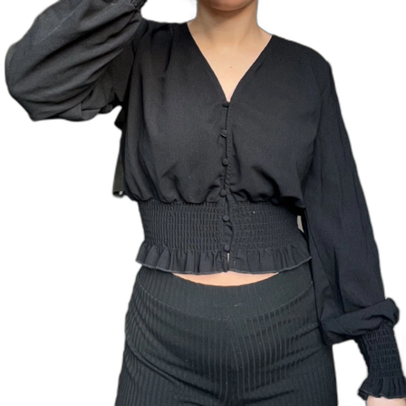 Svart blus med knappar