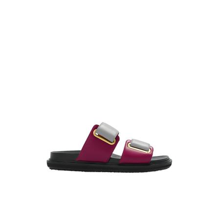 Marni Fussbett leather slides lila, Dam Flip-flops, Dam, Storlek: 36 EU