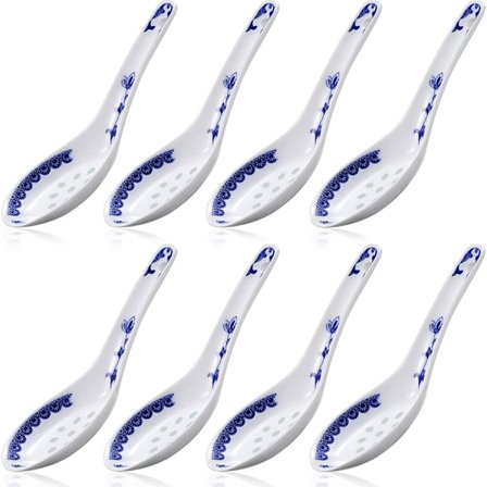 8 kpl keramiikkaa keittolusikat kiinalainen tyyli sininen ja valkoinen posliini kuvioitu lusikat ruokailuvälineet