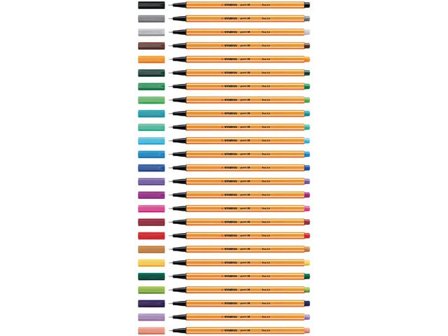 STABILO Fineliner Point 88 , tunn spets, orange pennkropp, blått bläck - Lyreco - Kontorsmaterial - Pennor - Finelinerpennor