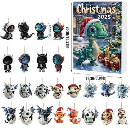 Julnedräkning Mini Akryl Drake Baby Blind Box - Julgransprydnad, Rolig Adventskalender Hänge B