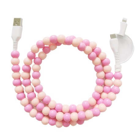 Opladningskabler med perler til Multi Charger Kabel Usb C 2 i 1 Fase