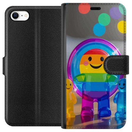 Kompatibelt Lommeboketui til Apple iPhone 6 Pastellfarget enhjørning med regnbue manke og store øyne i en eventyrlig vintermiljø.