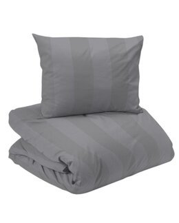 Sengetøj satin bredstribet 2-delt Grå