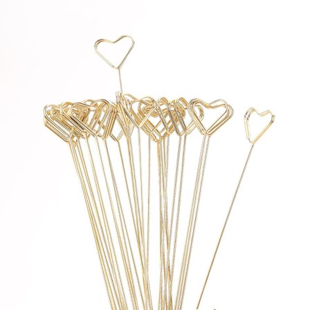 30 stk Metalltråd Blomster Plasskort Holder Hjerteform Memo Blomsterplukk Klips Bordkort Notat Foto Memo Holder