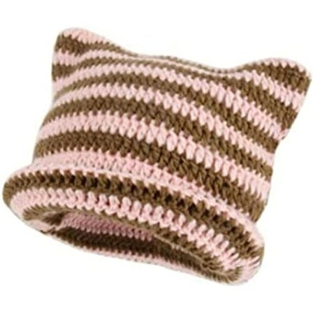 Hæklet hatte til kvinder Kat hue Vintage huer Dame ræv hat Grunge tilbehør Slouchy huer til kvinder